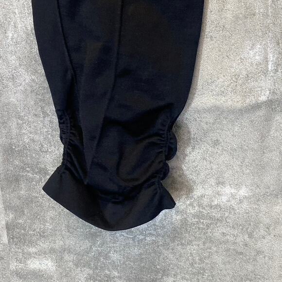 NUX Women's Black Ruched-Trim Mesa Low-Rise Pull-On Capri Leggings SZ M - Picture 6 of 8